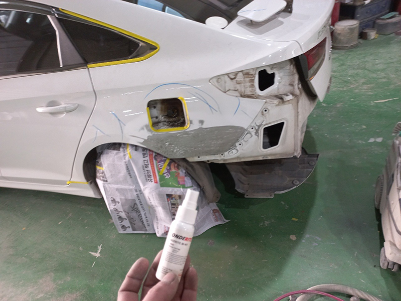 노출된 철판 방청재 도포